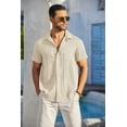 thumbnail image 4 of COOFANDY Men's Summer Linen Shirts Short Sleeve Button Down Shirts for Men Fashion Beach Casual Shirt, 4 of 7