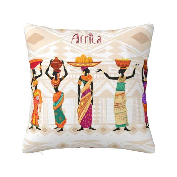 Honeii Black African Woman Print Throw Pillow, Square Decorative Pillow Forms Soft Fluffy Plump Pillow Decorative Pillow Inserts,Couch Pillows-12"x12"