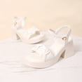thumbnail image 6 of hoksml Women's Ruched Bow Platform Block Heel Sandals Peep Toe Ankle Strap 3.34 Inch Heel Summer Dressy Shoes, 6 of 9