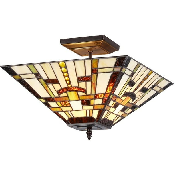 Chloe Lighting Farley Style Mission 2 Light Semi Flush Ceiling Fixture With 14 Shade Com Chloe Lighting Farley Style, Craftsman Style Ceiling Light Fixture