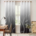 thumbnail image 4 of Black Geometric Kitchen Curtains 84 Inch Length, Modern White Stripe Abstract Distortion Art Grommet Top Bedroom Living Room Curtains, Light Filtering Cafe Curtain Drapes 2 Panels Set 84''x84'', 4 of 9