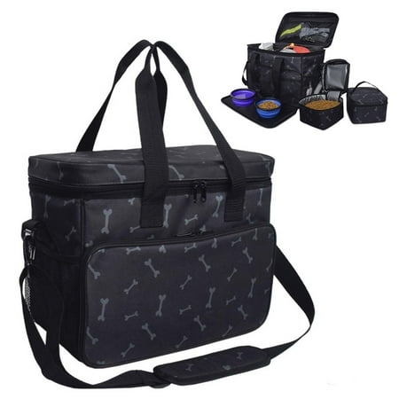 HESITONE Pet Travel Shoulder Bag Multi-function Hiking Camping Dog Food Tote for Carrier Container Organizer Set