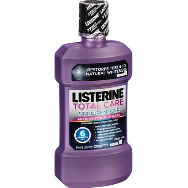 Listerine Total Care Stain Remover Anticavity Mouthwash Fresh Mint 32 Oz Pack Of 2 Walmart Com