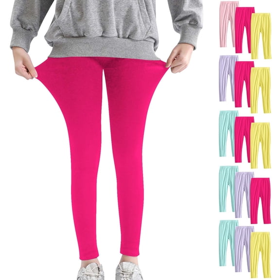 Rvasteizo Girls Leggings 3 Pack Breathable Solid Classic Kids Long Pants for 2-13 Years
