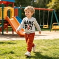 thumbnail image 5 of Akiihool Boy Clothes Baby Baby Boy Football Outfit Football Crewneck Sweatshirt Jogger Pants 2Pcs Toddler Fall Clothes 6M-4T Grey,12-18 Months, 5 of 6