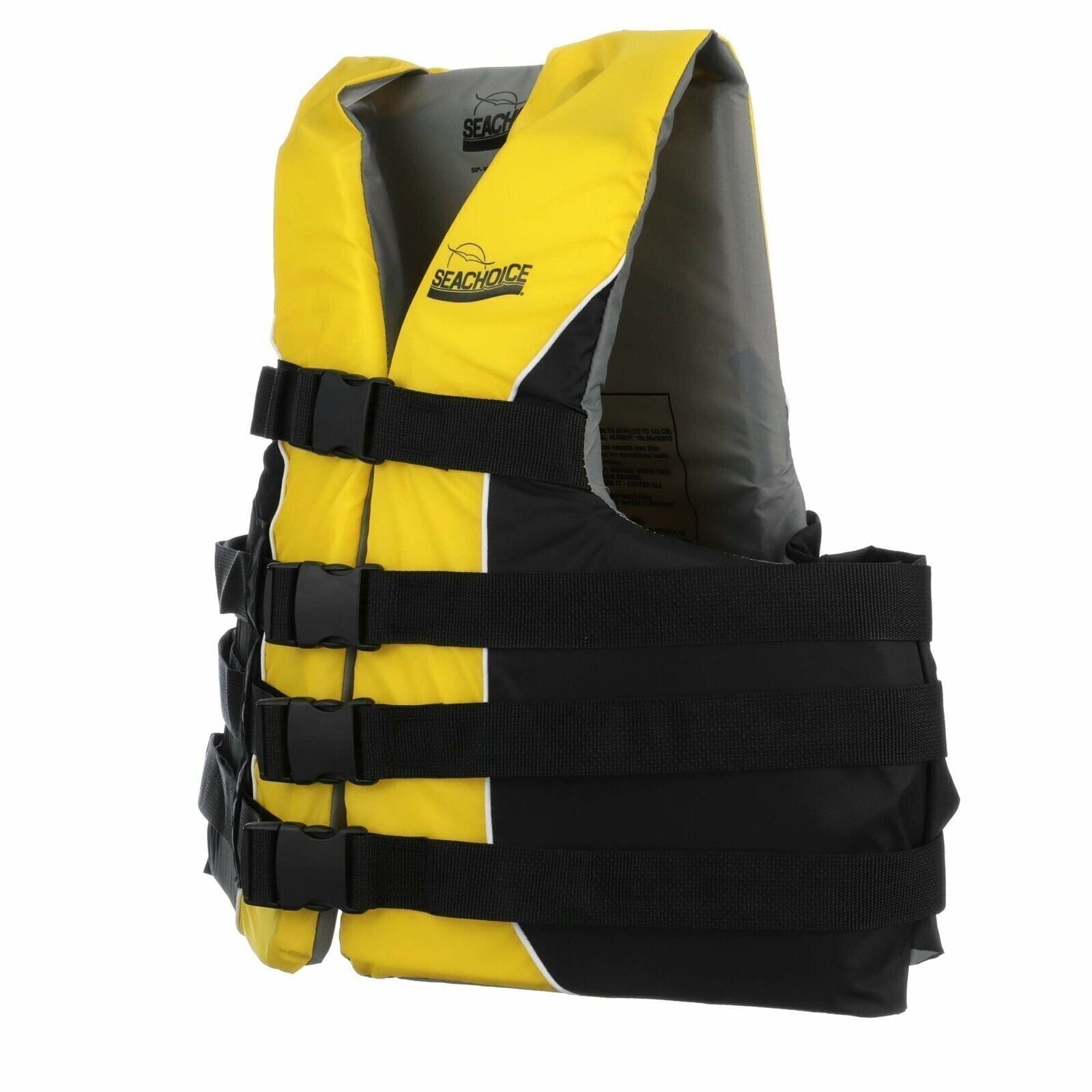 Seachoice Level 70 Life Jacket, Deluxe Adjustable 4-Belt Ski Vest, Yellow and Black, Size XXL/XXXL, 50-60 In. Chest