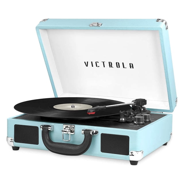 Tocadiscos Victrola Vintage con Bluetooth de 3 velocidades, color turquesa