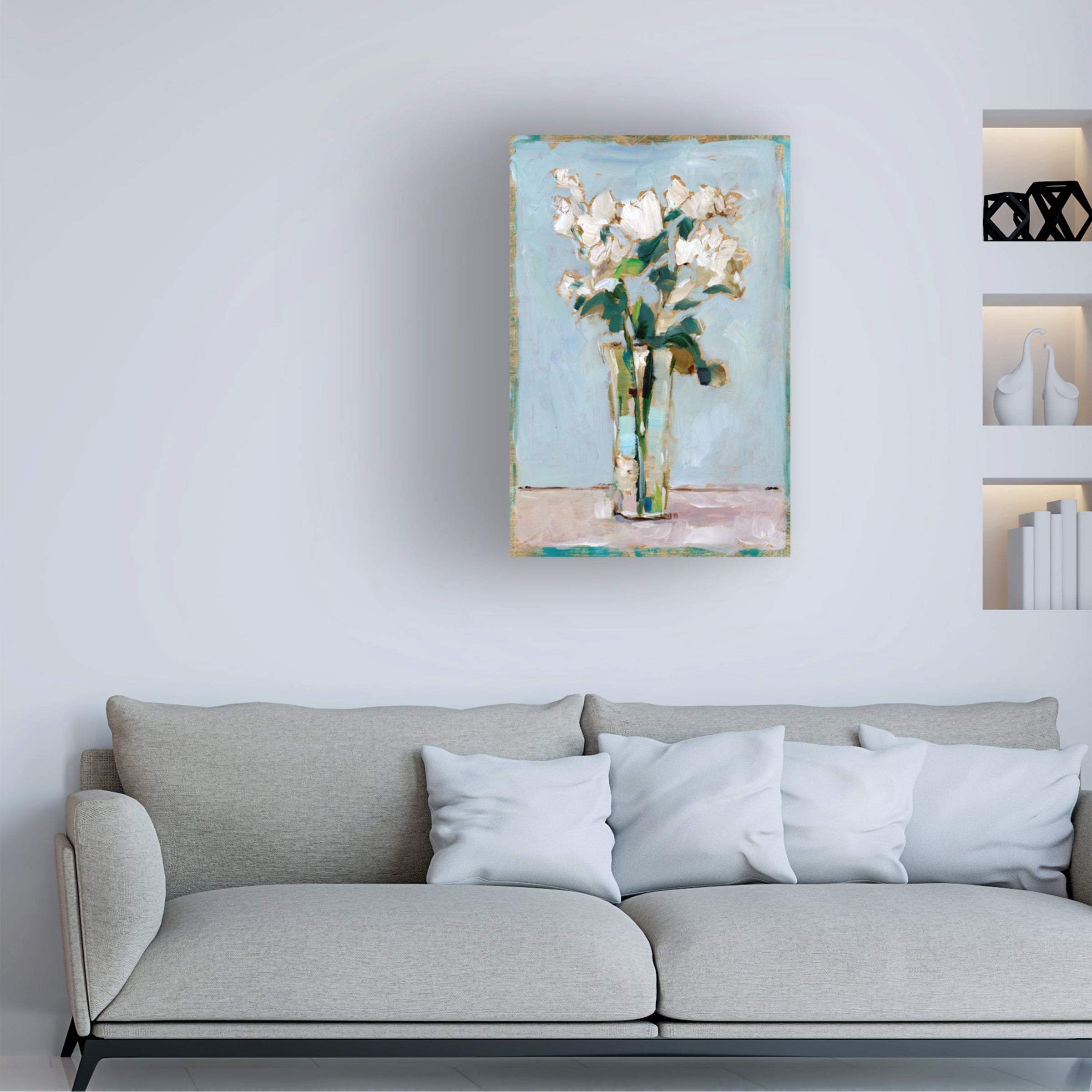 Ethan Harper 'White Floral Arrangement I' Canvas Art