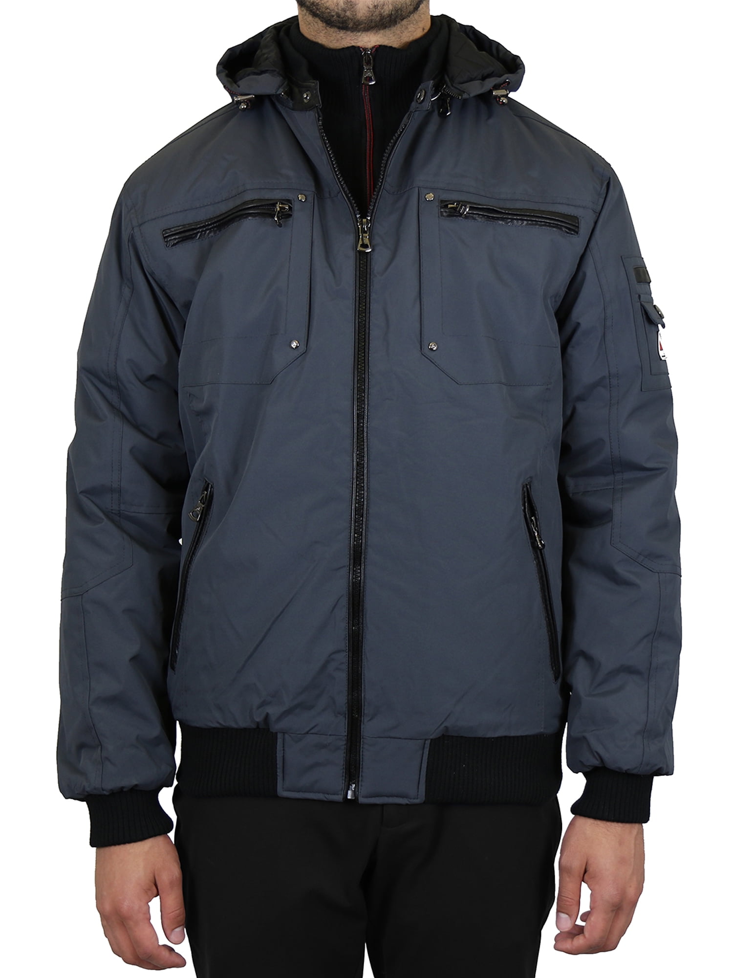 Mens Heavyweight Hooded Parka Jacket With Stripe Trim
