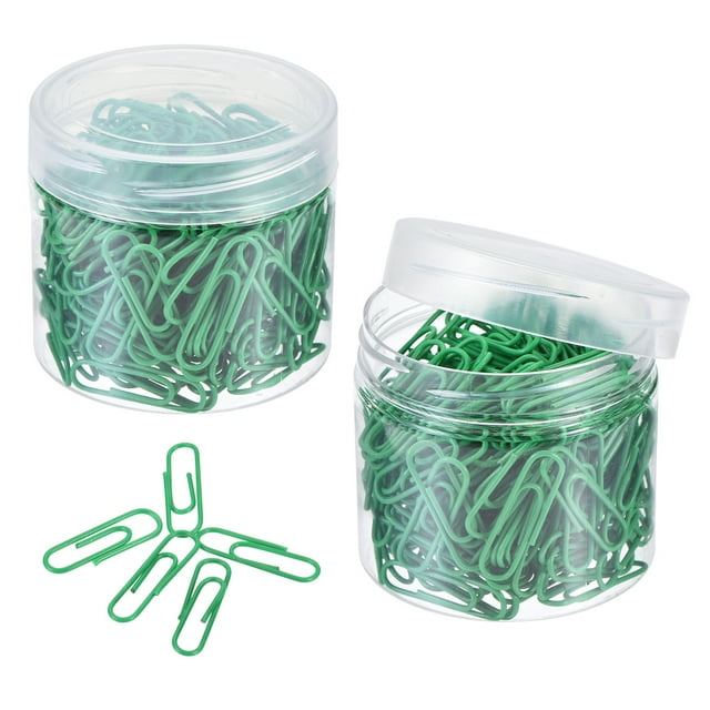 Unique Bargains Paper Clips 1.1 Inch Vinyl Coated with Box for Office Home Green Count 400