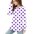 thumbnail image 6 of OVBMPZD Tunic Shirts for Girls Purple Long Sleeve Lightweight Crewneck Soft Side Split Polka Dot Blouses Girls Tops Size 9 Years, 6 of 6