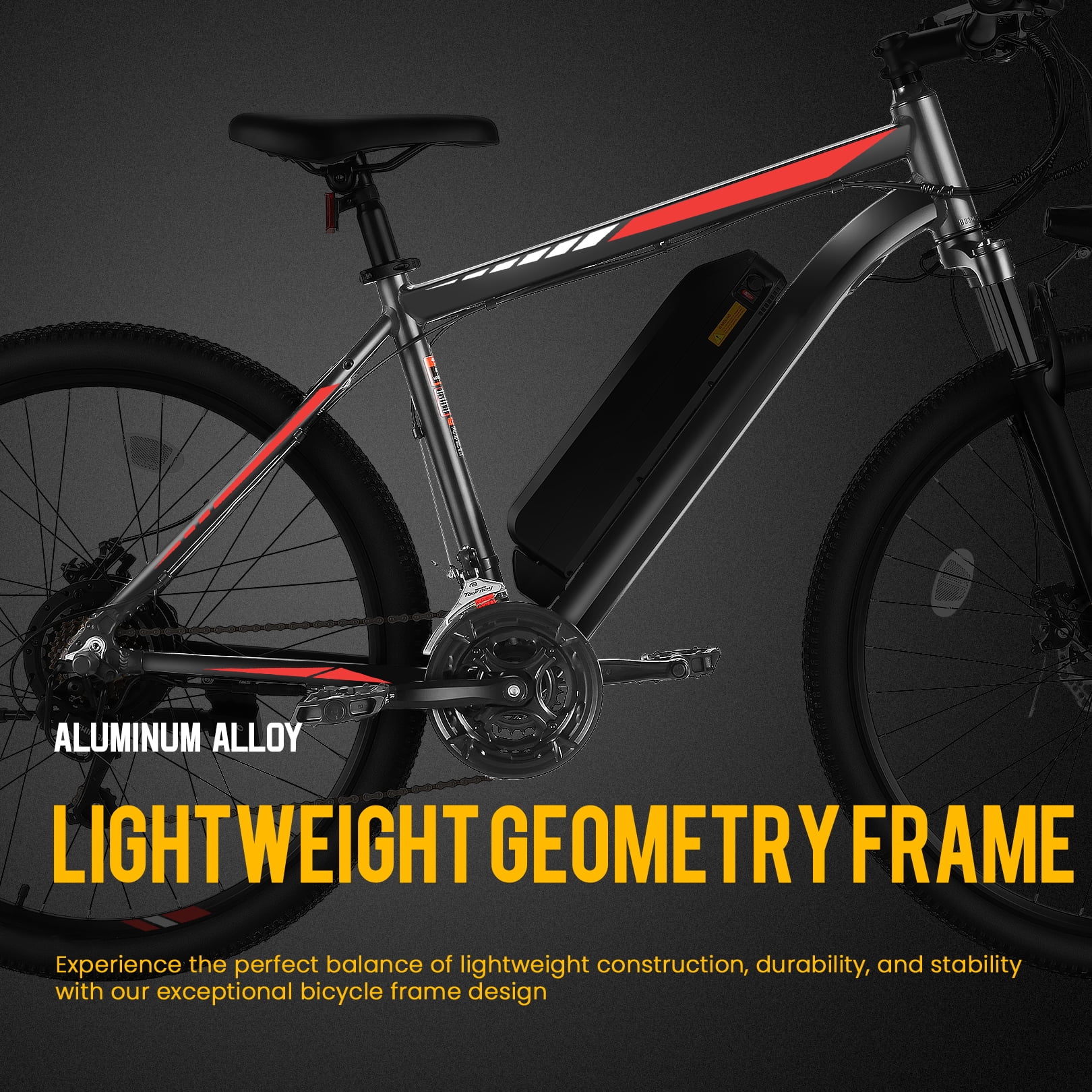 Elifine 26" Electric Bike for Adults 350W Electric Mountain Bike with 36V 10.4Ah Removable Battery, LCD, Lockable Suspension Fork, 5 Riding Modes, 21 Speed Commuter Ebike, UL2849