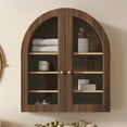 thumbnail image 3 of Joyyskill Arched Bathroom Wall Cabinet Modern Wooden Medicine Cabinet with Acrylic Doors Set of 2, Farmhouse Wall Mounted Cupboard Storage Organizer, Brown Oak, 3 of 7