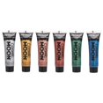 thumbnail image 1 of Cosmic Moon - Maquillaje de pintura facial metálica para rostro y cuerpo - 0,40 onzas líquidas - ¡Crea fascinantes diseños de pintura facial metálica! - Juego de 6 - Incluye: Plata Oro Rosa Oro Rojo V, 1 of 5