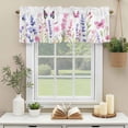 thumbnail image 3 of Pink Purple Flowers Window Valance Curtain Spring Butterflies Rod Pocket Short Curtain for Living Room, Bedroom & Kitchen Window Decor 54x18in, 3 of 8