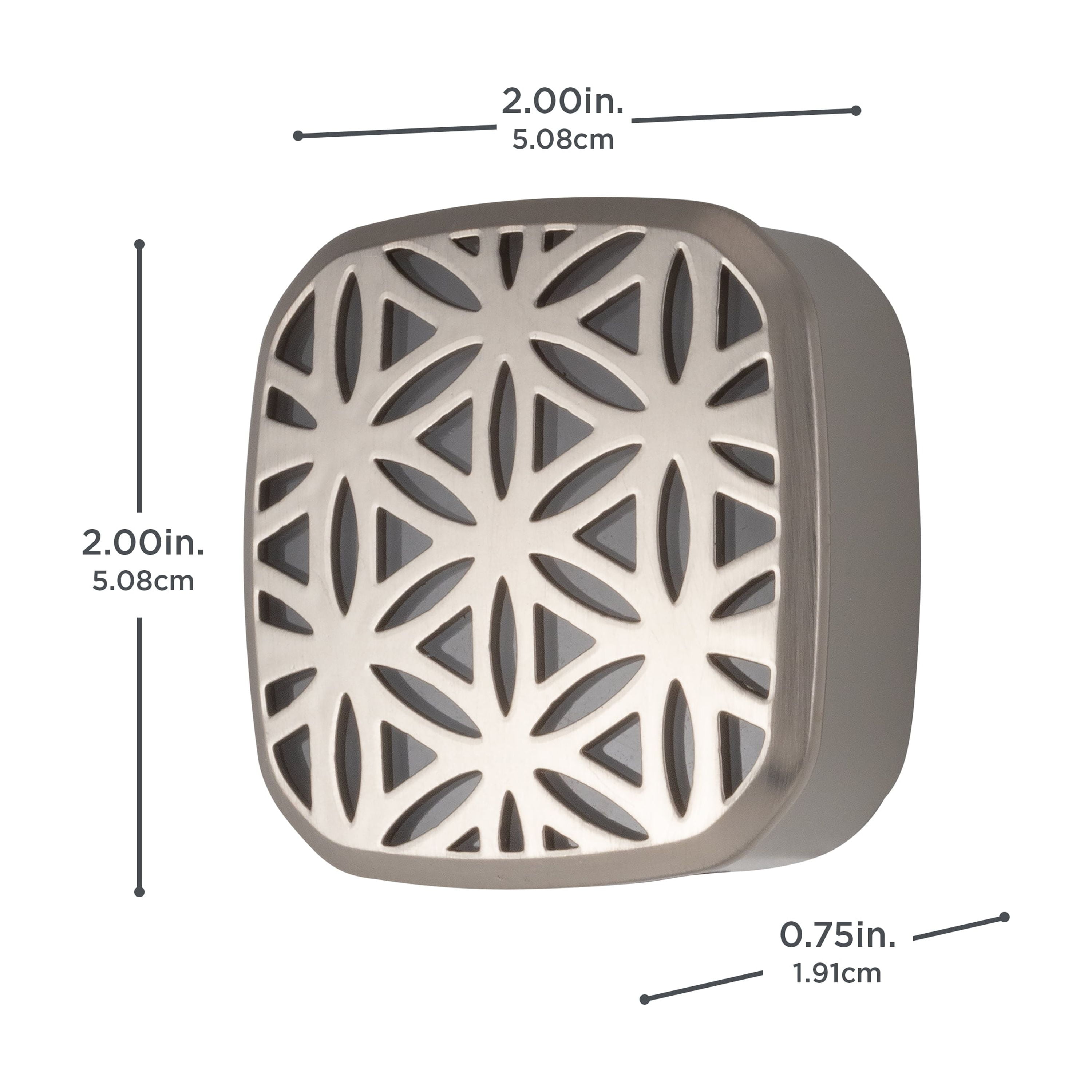 Better Homes & Gardens LED Night Light, Flower Design, Light Sensing, Satin Nickel, 2 in, 0.75 in