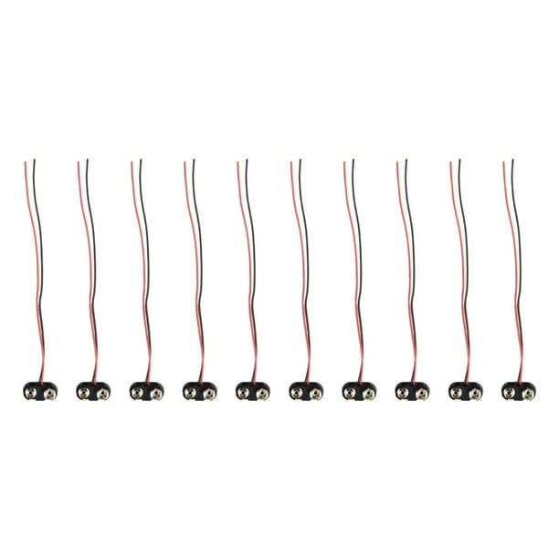 20 Connettori A Strappo Per Batteria 9V – Clip A T Con Filo Nero E Guscio Rigido