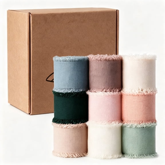 1.57" x 49 Yd Chiffon Silk Ribbon Mixed Color Ribbons Set 5.47 Yd x 9 Rolls Fringe Fabric for Wedding Invitations Bridal Bouquets Party Decoration Gift Wrapping Bow Making
