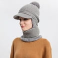 thumbnail image 4 of siminsem Winter Hat Scarf Set for Women One Piece Slouchy Beanie Pullover Knitted Cap - Warm Fleece Lined Hooded Balaclava Neck Warmer for Cold Weather Ski Outdoor, Grey,One Size, 4 of 5