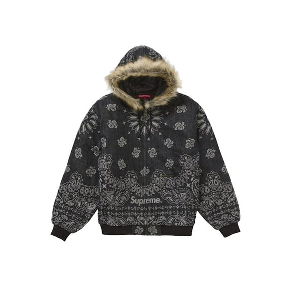 Supreme Men's Bandana Jacquard Denim Hooded Work Jacket Black, from StockX