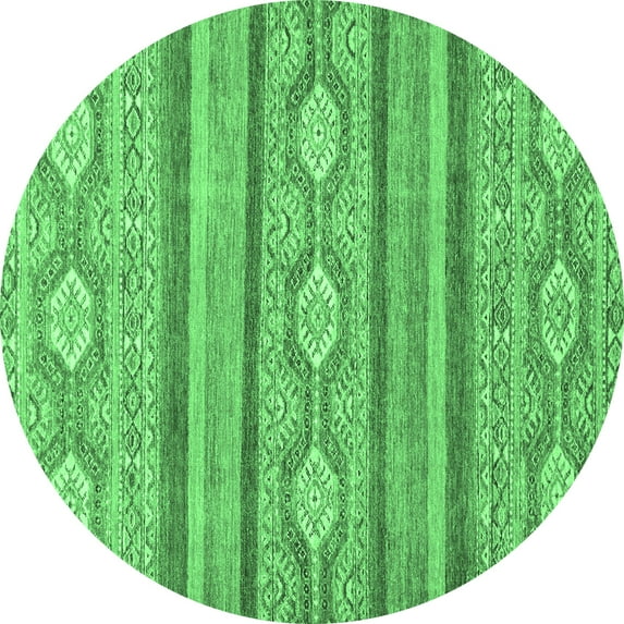 Ahgly Company Indoor Round Abstract Emerald Green Modern Area Rugs, 8' Round