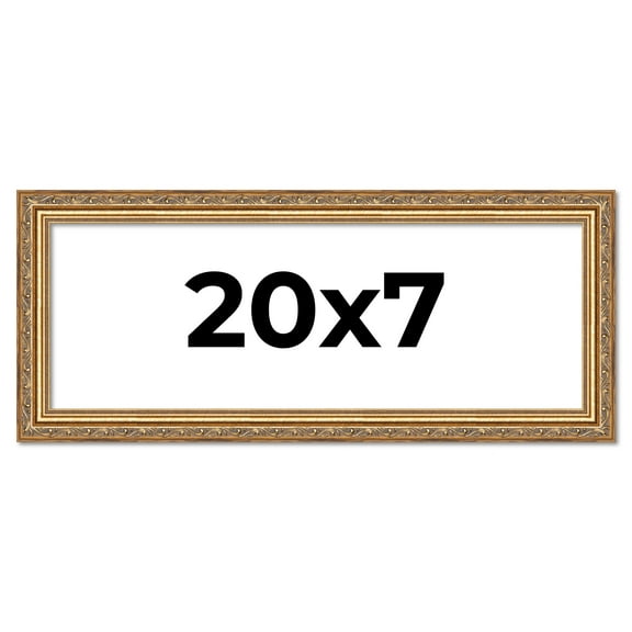 20x7 Frame Gold Solid Wood Picture Frame Width 1.25 Inches | Interior Frame Depth 0.375 Inches |