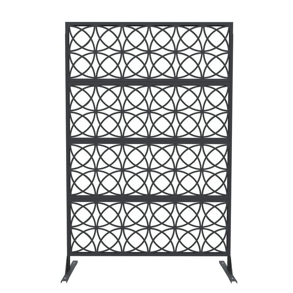 Pinypikaka 71" x 46" Metal Privacy Screen with Stand Freestanding Outdoor Decorative Privacy Panels for Patio, Lawn, Balcony, Deck & Garden – Weather-Resistant Rustproof Room Divider