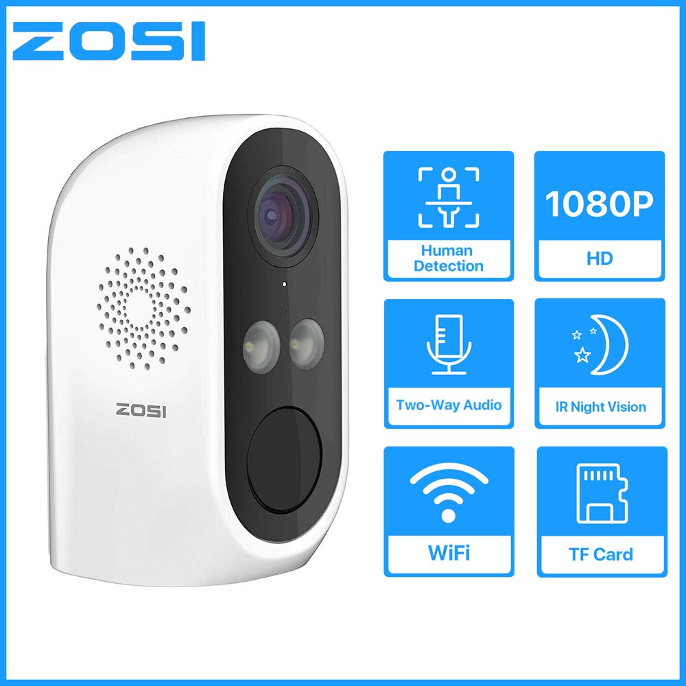 ZOSI 1080P WiFi Battery Security IP Camera, Wire Free Rechargeable IP