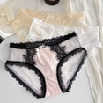thumbnail image 5 of Panties for Women Light Satin Lace Low Waist Breathable Slightly Sheer Panty Women's Underwear Pink M, 5 of 5