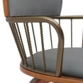 thumbnail image 5 of Willow 30" Swivel Walnut Wood Bar Stool in Gray Faux Leather with Golden Bronze Metal, 5 of 10