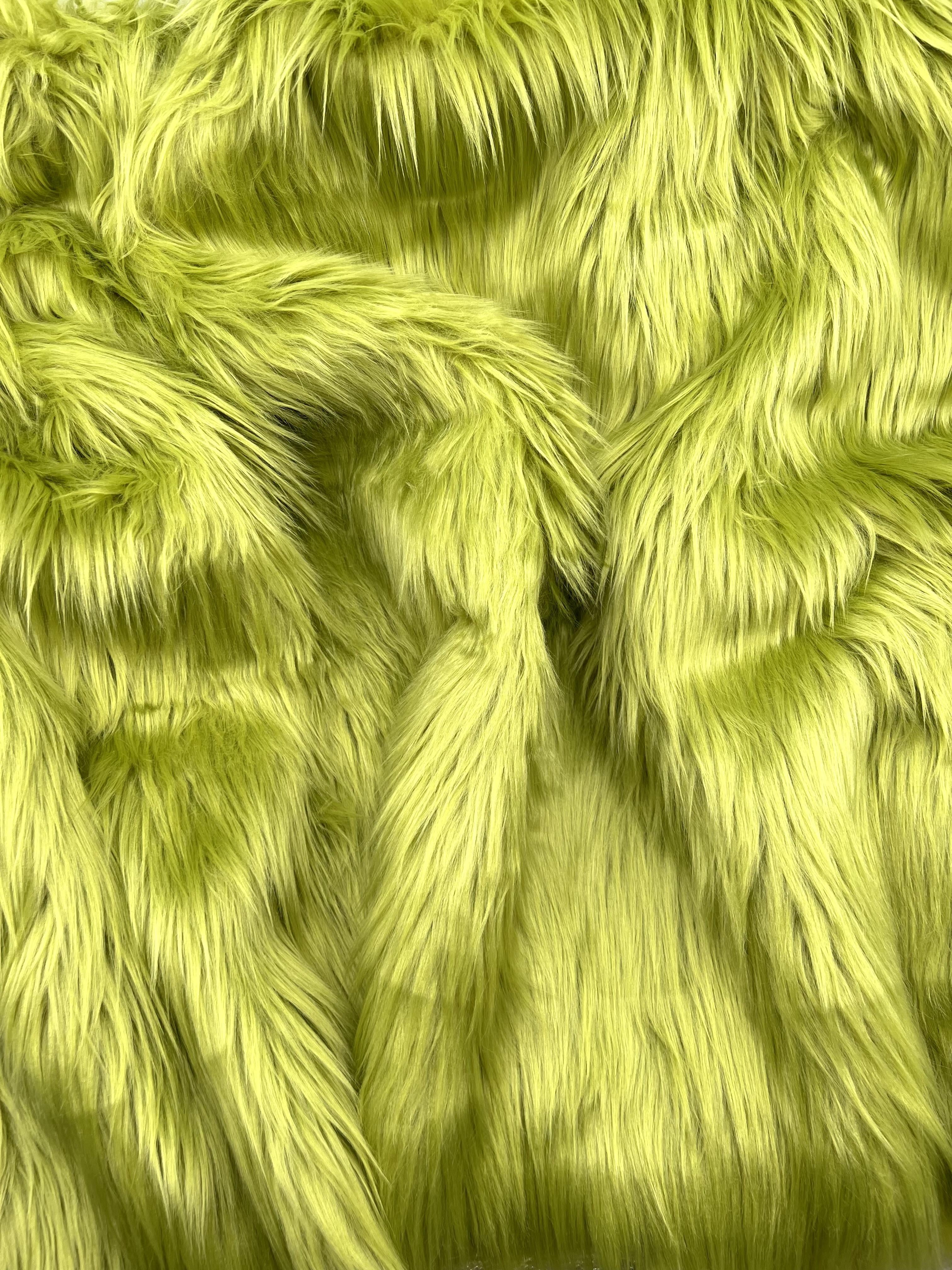 EOVEA Shaggy Faux Fur Fabric by The Yard - 18" X 60" Inch - Long Pile Fur - Fake Fur Materials - Soft & Fluffy Craft Fabric Supplies for DIY Arts & Crafts, Apparel, Costume, Rug(Half Yard, Olive)