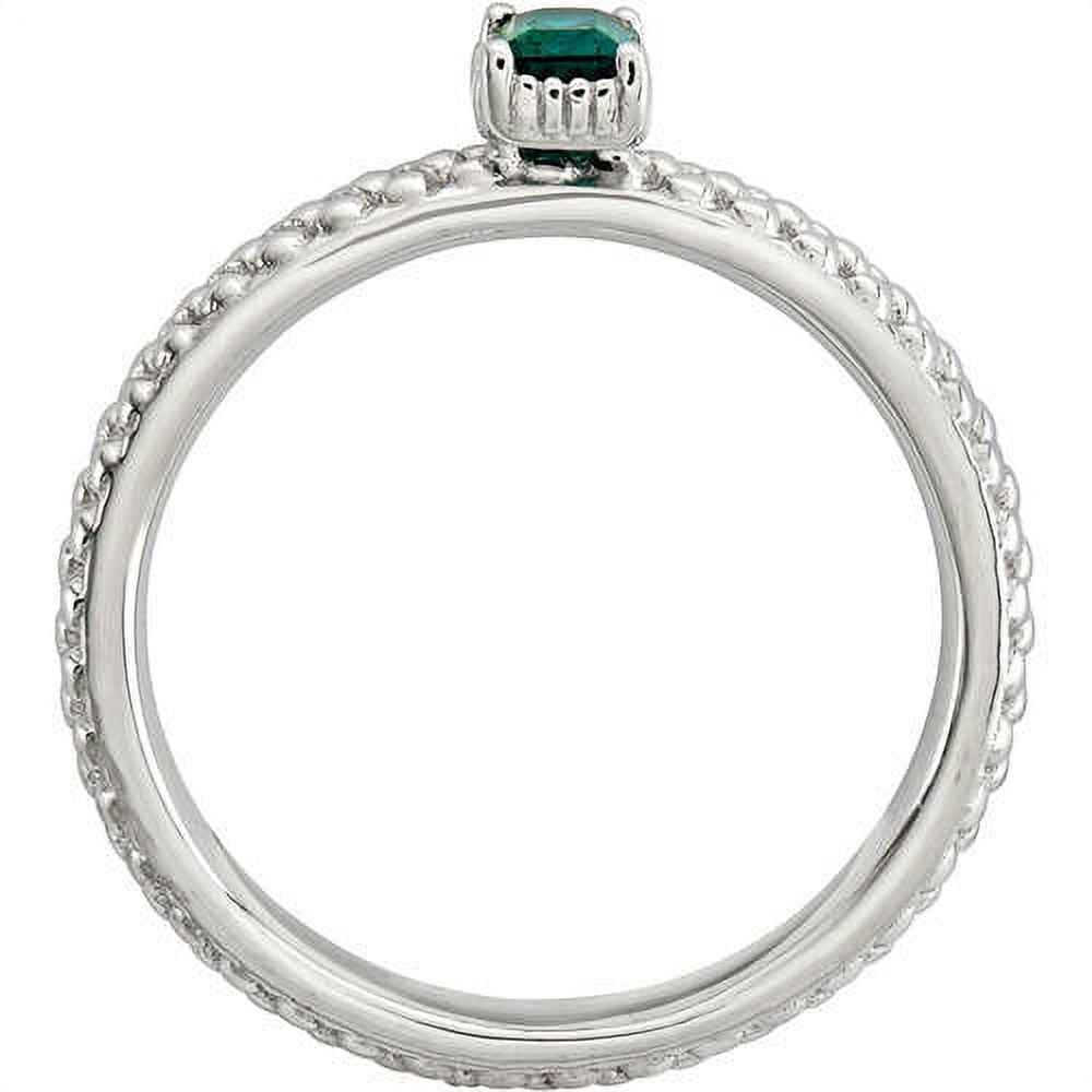 Created Emerald Sterling Silver Single-Stone Ring