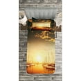 thumbnail image 3 of Ambesonne Marine Quilted Bedspread Set 2 Pcs, Boats on the Pier, Twin Size, Orange Black Pale Yellow, 3 of 3
