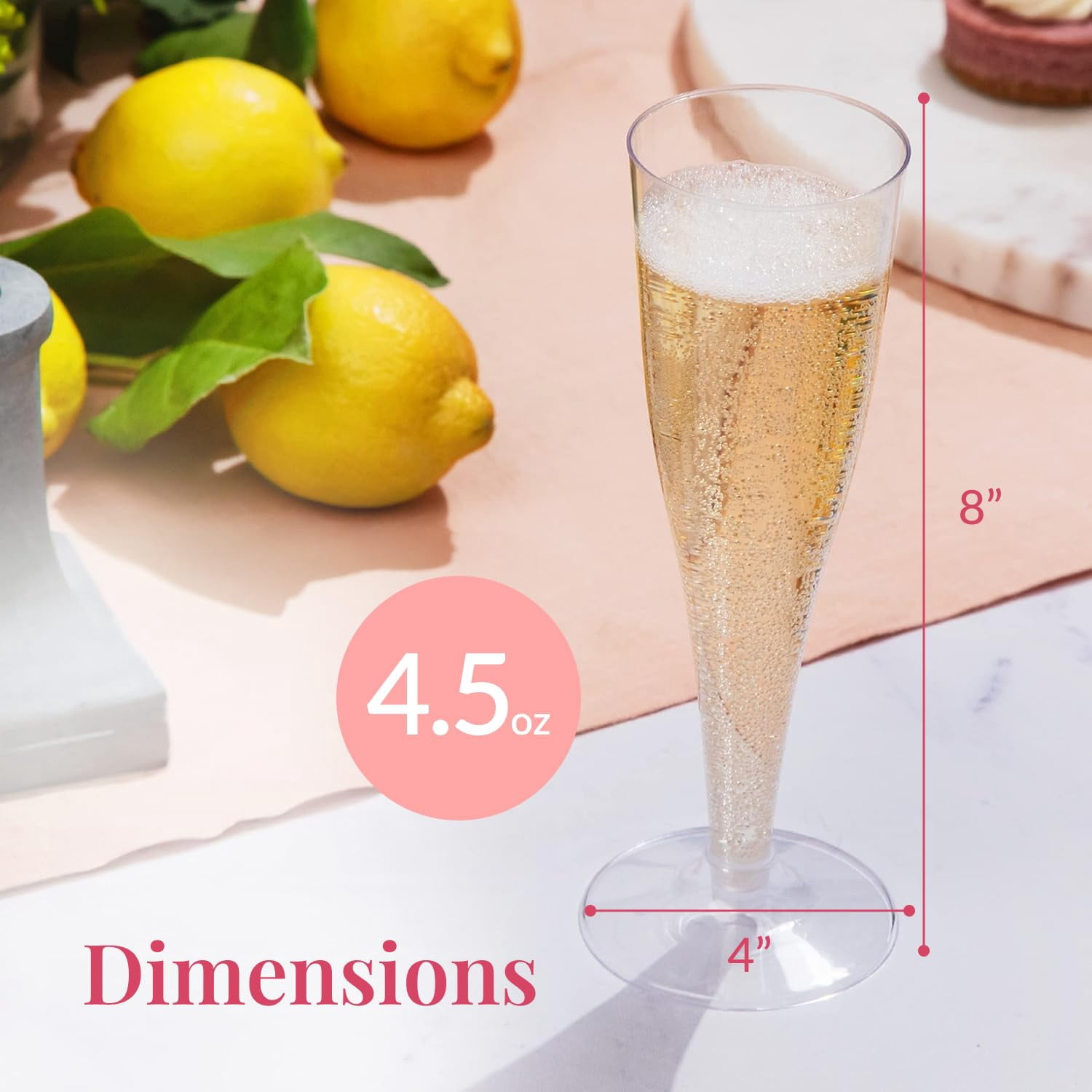 Prestee Clear Plastic Champagne Glasses - 100 Pieces Disposable Champagne Flutes for Parties, Weddings, and Toasting - Elegant and Durable 4.5 oz Stemware for Easy Cleanup and Large Celebrations