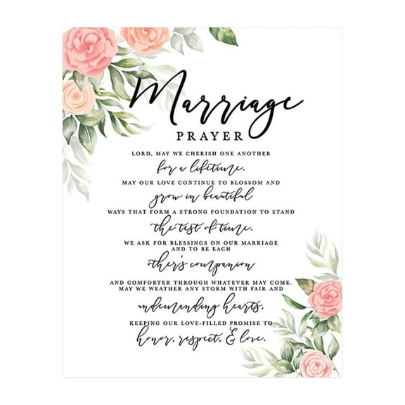 Koyal Wholesale Marriage Prayer Canvas Wall Art Decor, Watercolor Roses Design, Wedding Registry Ideas, Anniversary