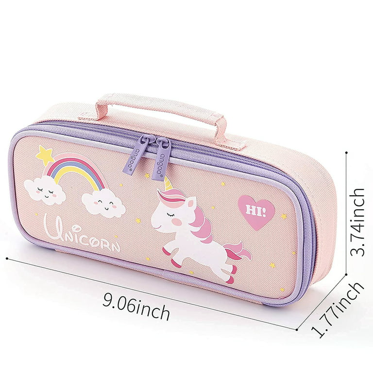 Soft Touch Pencil Case with Compartments - Kids Large Capacity School –  IntelKids