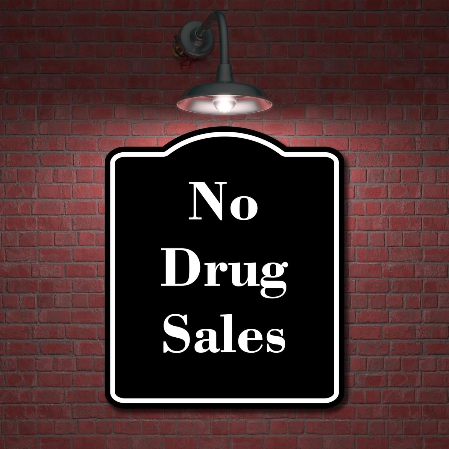 No Drug Sales BLACK Aluminum Composite Sign 20''x24''