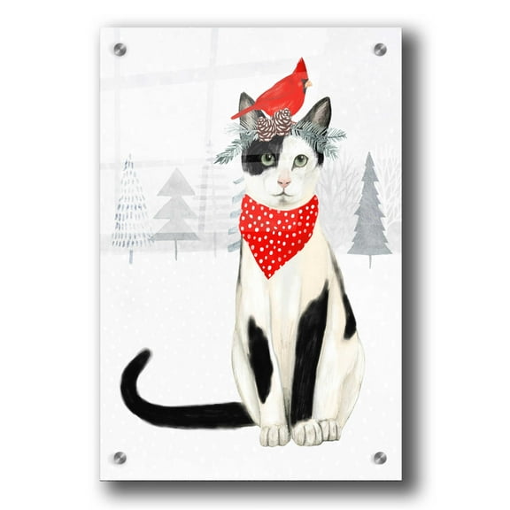 Epic Art 'Christmas Cats & Dogs VI' by Victoria Borges, Acrylic Glass Wall Art, 24"x36"