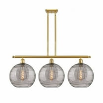 516-3I-SG-G1213-12SM-Innovations Lighting-Athens Deco Swirl - 3 Light Stem Hung Island In Industrial Style-13.88 Inches Tall and 38.5 Inches