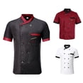 thumbnail image 3 of Ana Unisex Hotel Chef Clothes Stand Collar Button Short Sleeve T-shirt Tops, 3 of 7
