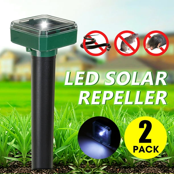 2Pack Yard Garden LED Solar Powered Ultrasonic Repeller ...
