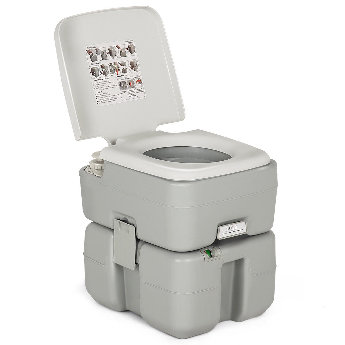 440lbs Heavy Duty RV Toilet for Family Travel Boating Camping GYMAX Portable Toilet 5.3 Gallon Outdoor Porta Potti with Flush Pump 