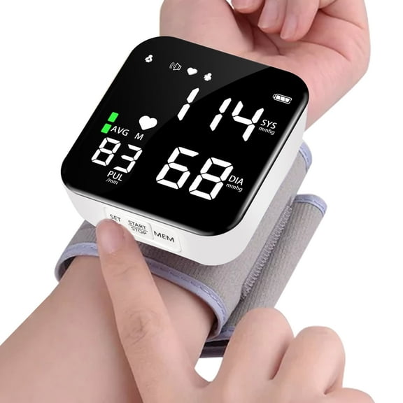 VIIWII Automatic Wrist Blood Pressure Monitors with Adjustable Cuff and Large LCD Display Rechargable BP Monitor Machine for Home Use,White