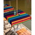 thumbnail image 2 of Fsddascl Mexico Striped Outdoor Tablecloth - 54x54 Inch Square Dining Table Cover, Geometric Boho Red Orange Blue Green Waterproof Outdoor Table Cloth with Umbrella Hole & Zipper for Picnic/Patio, 2 of 7