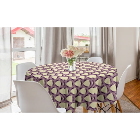 

Abstract Round Tablecloth Graphic Tile Multiple Triangle Elements Interlaced and Overlapped to Each Other Circle Table Cloth Cover for Dining Room Kitchen Decor 60 Purple Cream by Ambesonne