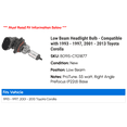 thumbnail image 2 of API Halogen Low Beam Automotive Bulb fits 1993-2013 Toyota Corolla, 2 of 2