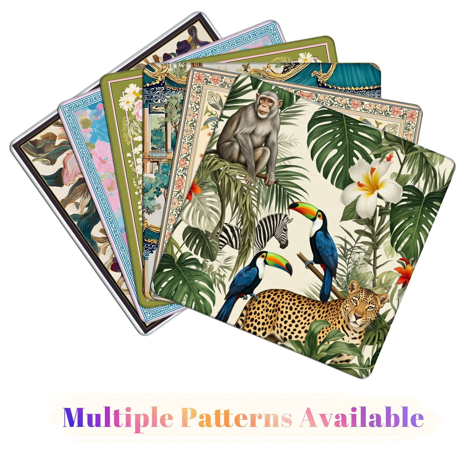 Mahjong Mat 31.5" x 31.5" Seamless exotic trees animals Non-Slip Noise Reduction American Mahjong Tiles Table Cover for Dominoes Poker Card Board Games Gift