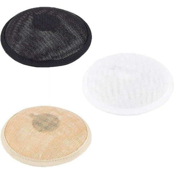 3 Colors Round Hat Base With Clip - 5.1 Inch Diameter Polyester Sinamay Circle Fascinator for Millinery Women Hat Making DIY Party Wedding Church - Craft Material Supply