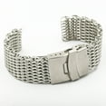 thumbnail image 2 of 20mm Shark Mesh Stainless Steel Watch Band Strap Folding Clasp Watchband (Long Pattern Silver), 2 of 8