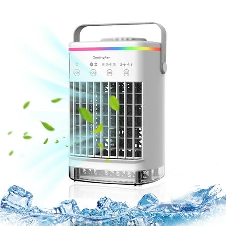 JLLOM 5 Speed USB Rechargeable Portable Evaporative Air Cooler, White